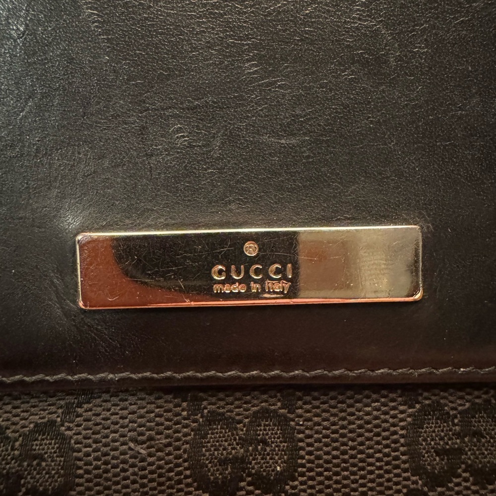 Gucci Black GG Canvas Leather Bifold Wallet Silver Logo Bar Made in Italy - Picture 4 of 8